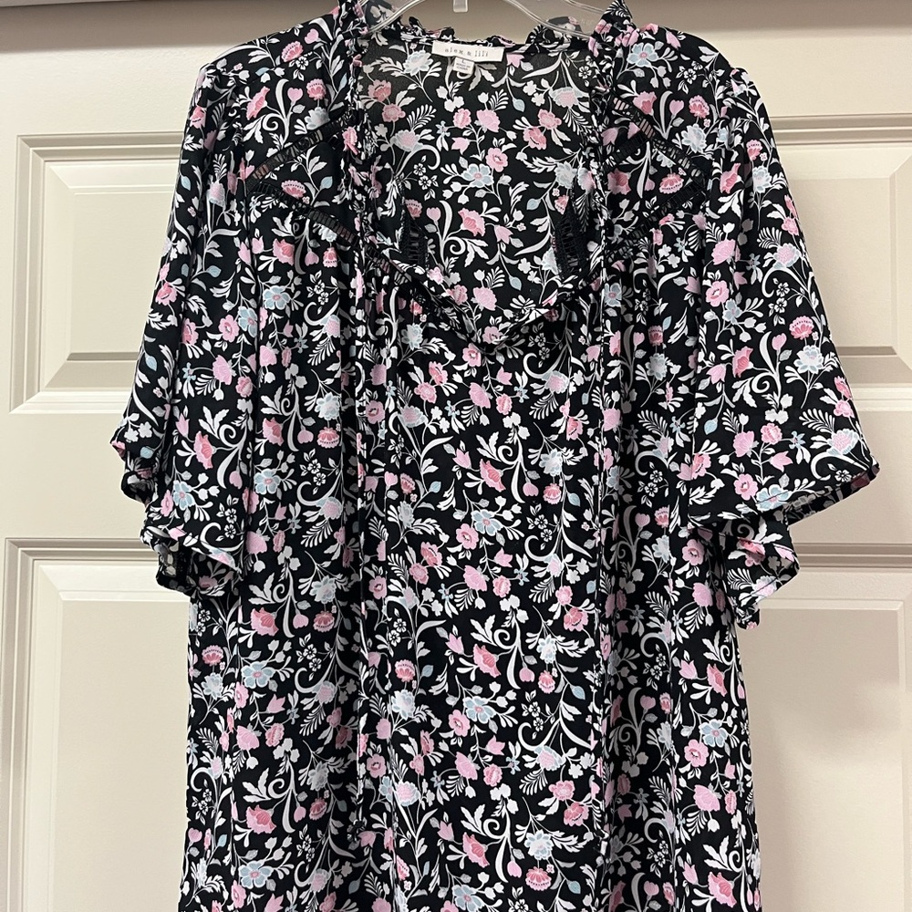 Floral Black and Pink Blouse
